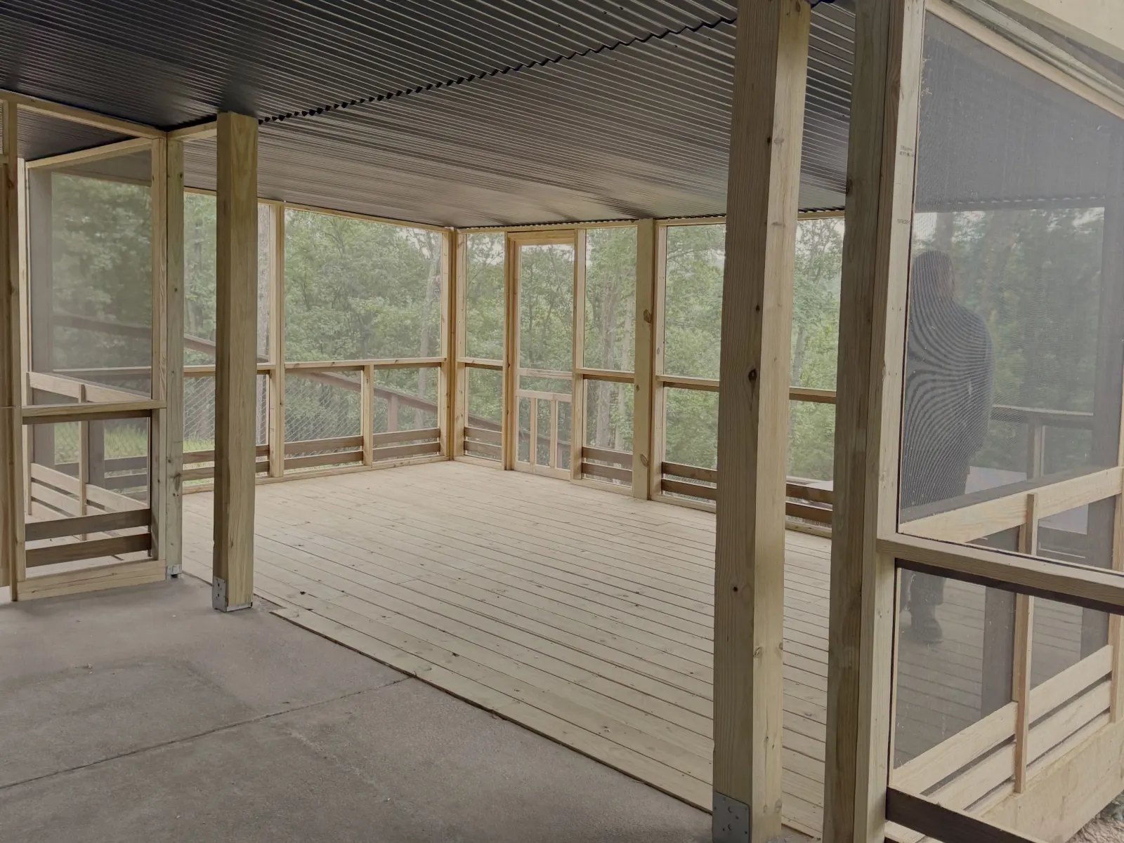 Screened porch framing stage during construction